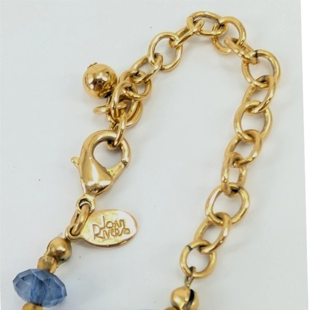 Joan Rivers Blue Glass Faceted Bead Necklace Graduated Hollywood Regency - Picture 3 of 12